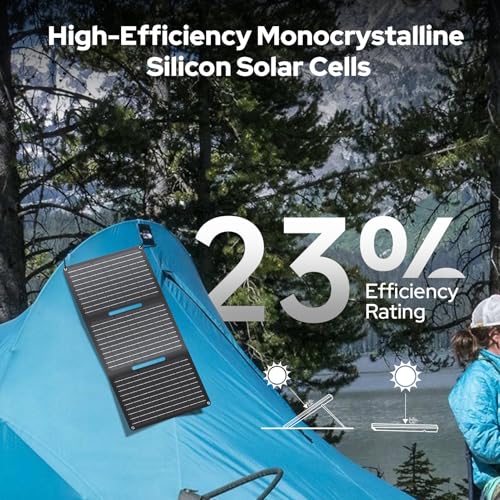 ENOFLO 30W Solar Panel Charger YT30 Foldable Solar Panel IP65 Waterproof Solar Charger with QC3.0 USB & DC Output(10 Connectors) 24% High Efficiency for Outdoor Camping - Image 5