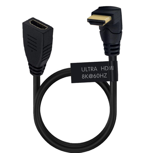 2 Feet 48Gbps HDMI 8K@60Hz Extension Ultra HD Cable, Straight Female to Up Angle Male HDMI 2.1 Extender High Speed Shield Cord for Xbox TV PS4 PS5 Switch, Support 4K@120Hz, 3D Dynamic HDR