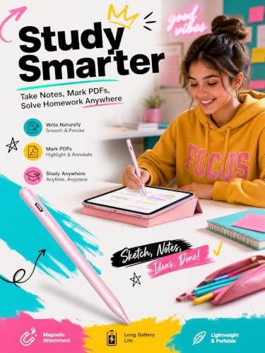 DRYMOKINI Stylus Pen, Active Stylus Pen Touch Screens Compatible for Android and i-OS Tablet/Phones, Rechargeable Universal Stylus Pencil Compatible for A-pple/i-Pad/Phone Tablet, Pink