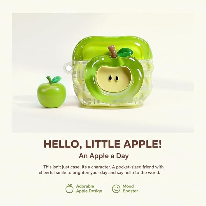 Compatible with AirPods Pro 2 Case 2025 with Lock Clear Cases,Soft TPU Cover for Airpods Pro 2rd Case for Air pod Pro 2 Cover with Keychain Cute Airpods Pro 2 Gen for Women Girls(Apple Green)