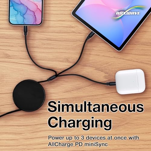 BoxWave Cable Compatible with Blackview Active 8 Pro - AllCharge PD miniSync (100W), Retractable High-Speed Charging Portable USB Cable - Jet Black