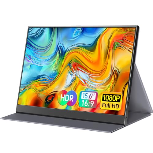 ForHelp 15.6inch Portable Monitor,1080P USB-C HDMI Second External Monitor for Laptop,PC,Mac Phone,PS,Xbox,Swich,IPS Ultra-Thin Zero Frame Gaming Display/Premium Smart Cover