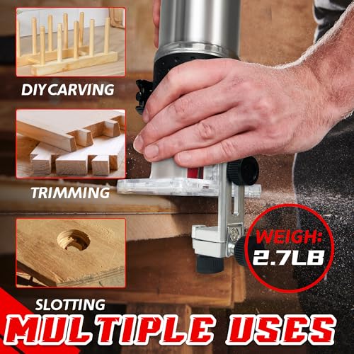 800W Cordless Wood Router Compatible With Milwaukee 18V Battery,30000RPM Brushless Motor Router Attach 12PCS 1/4" Router Bits,6 Speeds (NO Battery)