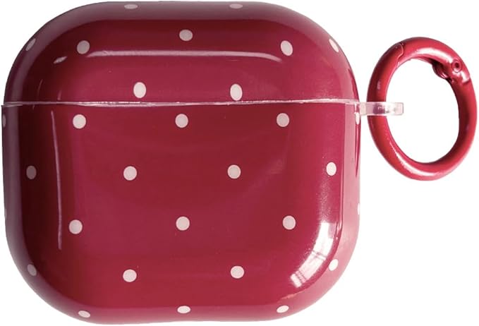 White Polka Dot Red Case with Lock for Airpods 3 Gen,Vintage Aesthetic Pattern Stylish Luxury Trendy Retro Girls Women Protective Cover for Airpod 3rd Genetation