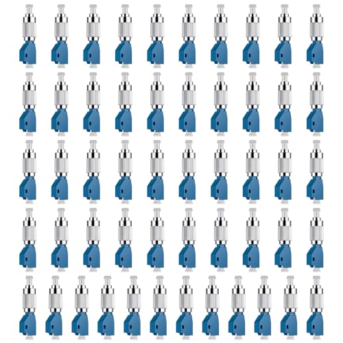Moocci 52 Pcs Visual Fault Locator Fiber Adapter, Fiber Optic Connector, Single Mode 9/125um FC Male to LC Female Hybrid Optical Fiber Convertor Adapter Compatible with Optical Power Meter Cable