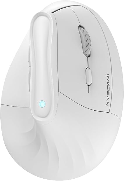 KYSONA Ergonomic Mouse Wireless, Bluetooth Vertical Mouse, 5-Level Adjustable DPI, 2.4G Silent Switch Mice for Windows, MacOS, IPadOS, Laptop, PC, White
