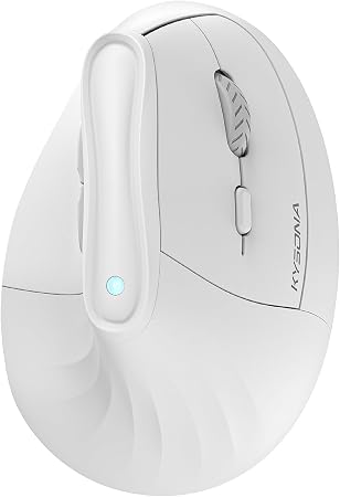 KYSONA Ergonomic Mouse Wireless, Bluetooth Vertical Mouse, 5-Level Adjustable DPI, 2.4G Silent Switch Mice for Windows, MacOS, IPadOS, Laptop, PC, White
