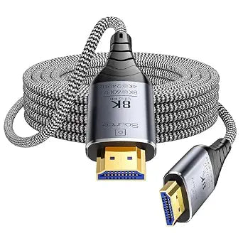 Fiber Optic HDMI Cable 50ft, 8K Long Active HDMI 2.1 Cable 48Gbps Ultra High Speed Braided 8K@60Hz 4K@120Hz, Dynamic HDR, eARC, HDCP 2.2&2.3, 3D, for Laptop, PC, PS5, Xbox, HDTV, Projectorr, Monitor