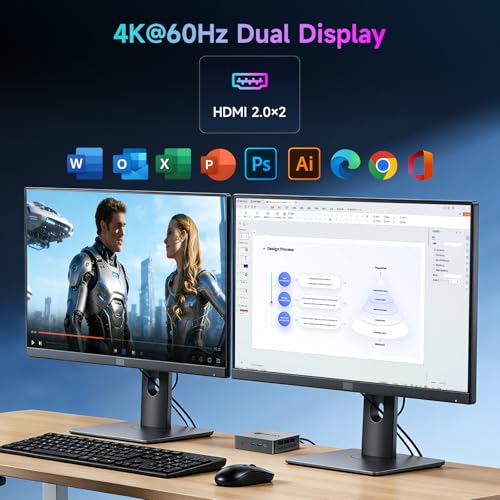 Bmax Mini PC Computers Intel N4500 Max 2.8GHz, Small Desktop Computer 8GB DDR4 RAM 256GB M.2 SSD Expansion 4TB, Budget Micro Compact PCs Dual 4K HDMI, WiFi5 BT5.0 Prebuilt OS-Home Office Gaming B3 Pro - Image 6