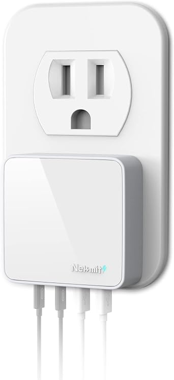 Nekmit USB C Charger, Thin Flat 52W 4-Port Fast Wall Charger with Two 20W Power Delivery and 2 Port for iPhone 14/14 Pro/14 Pro Max, Galaxy, Pixel, iPad Pro, AirPods More, Upgraded
