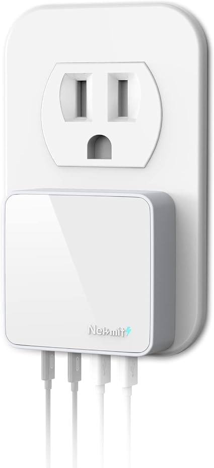 Nekmit USB C Charger, Thin Flat 52W 4-Port Fast Wall Charger with Two 20W Power Delivery and 2 Port for iPhone 14/14 Pro/14 Pro Max, Galaxy, Pixel, iPad Pro, AirPods More, Upgraded