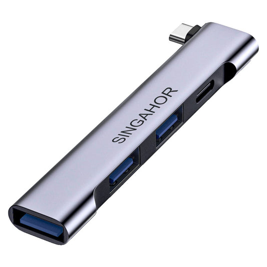 4-Port USB C Hub, 5Gbps USB Splitter with 60W PD Charging, 1 USB 3.0 Port up to 5Gbps, 2 USB 2.0 Ports, 60W PD Charging, Direct Plug, Aluminum Alloy Housing, Plug and Play