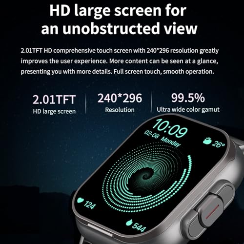 Smart Watch with Earbuds, 2.01" HD Screen Fitness Watch, 2 in 1 Smartwatch with 100+ Sport Modes Fitness Tracker, Sleep/Heart Rate/Monitor Pedometer for iOS & Android, Black