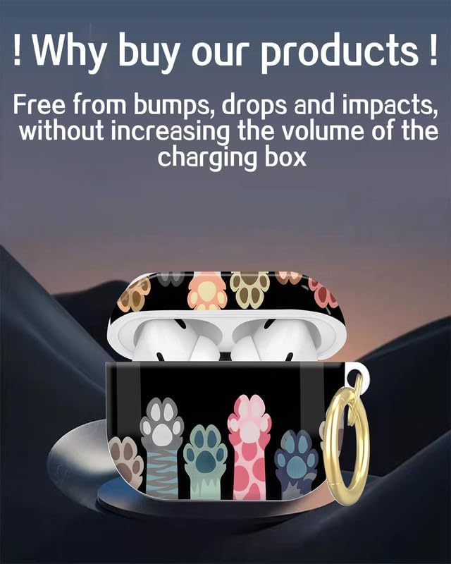Compatible with AirPod Pro 2nd/1st Generation Case Cover with Key Chain,Full Protective Shockproof Wireless Headphone Case for Airpod Pro 2023/2022/2019(Cute Cat Paw)