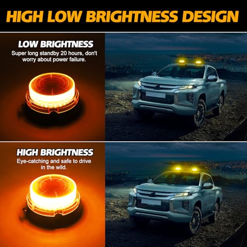 OPP ULITE Rechargeable Amber Led Strobe Lights 2 in 1 Wireless Battery, 17 Flashing Mode High Low Brightness, 48pcs Led, 24W Hazard Beacon Flash Safety Emergency Warning Light for Vehicles Trucks