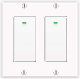 Smart Light Switch, Compatible with Alexa, Google Assistant, IFTTT, WiFi Light, Neutral Wire Required, Schedule Setting APP Remote Control, ETL, No Hub Required (2 Gang Smart Switch)