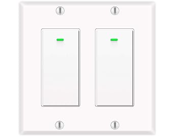 Smart Light Switch, Compatible with Alexa, Google Assistant, IFTTT, WiFi Light, Neutral Wire Required, Schedule Setting APP Remote Control, ETL, No Hub Required (2 Gang Smart Switch)