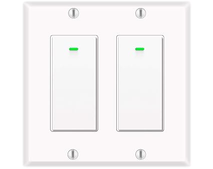 Smart Light Switch, Compatible with Alexa, Google Assistant, IFTTT, WiFi Light, Neutral Wire Required, Schedule Setting APP Remote Control, ETL, No Hub Required (2 Gang Smart Switch)