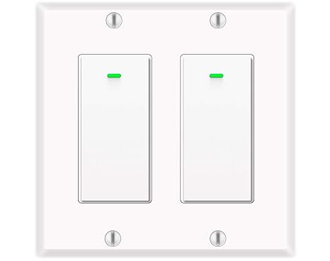 Smart Light Switch, Compatible with Alexa, Google Assistant, IFTTT, WiFi Light, Neutral Wire Required, Schedule Setting APP Remote Control, ETL, No Hub Required (2 Gang Smart Switch)