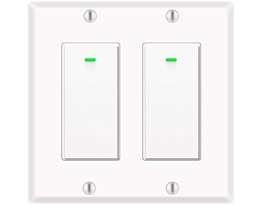 Smart Light Switch, Compatible with Alexa, Google Assistant, IFTTT, WiFi Light, Neutral Wire Required, Schedule Setting APP Remote Control, ETL, No Hub Required (2 Gang Smart Switch)