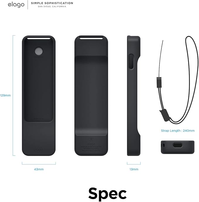 elago R1 Case Compatible with Apple TV 4K Siri Remote 3rd (2022) & 2nd Gen - Magnet Technology, Lanyard Included, Great Grip, Heavy Shock Absorption, Drop Protection, Full Access to All Functions