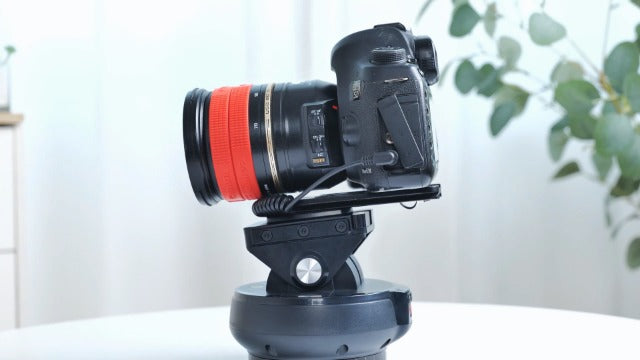 Motorized Pan Tilt Head, 100m Control, 360 Degree Rotation, Tilt ±35 Degree, 9 Gears Adjustable Speed, Panoramic Tripod Head for Smartphones, Camera