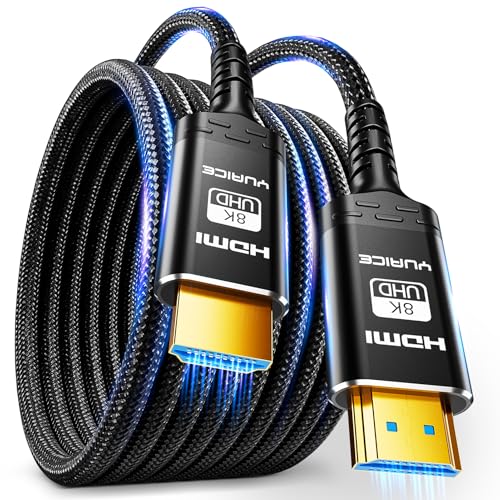 10K 8K 4K HDMI 2.1 Cable 25FT, Ultra High Speed 48Gbps Braided Cord, 8K@60Hz 4K@120Hz, HDCP 2.2 & 2.3, HDR10, DTS:X Compatible with Roku TV/PS5/Xbox/HDTV/Blu-ray