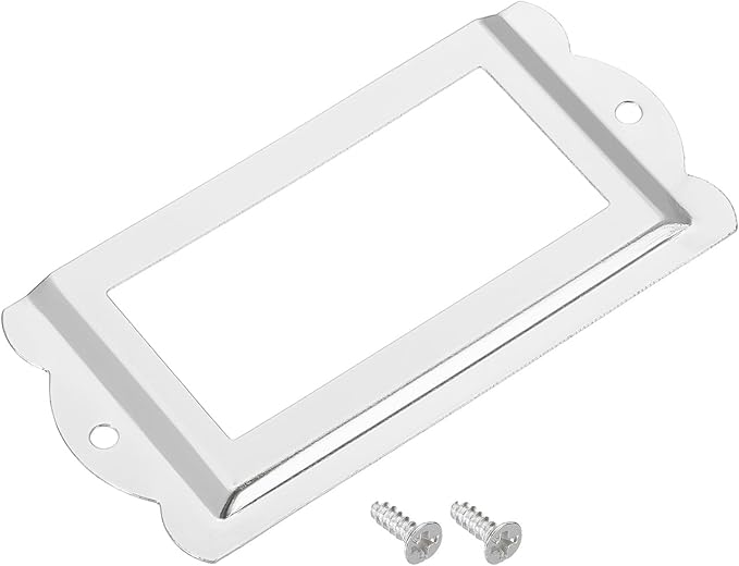 uxcell Metal Label Holders, 85x40mm 10pcs File Name Card Tag Label Holder Frame for Office Library Drawer Cabinet Shelves, Silver Tone