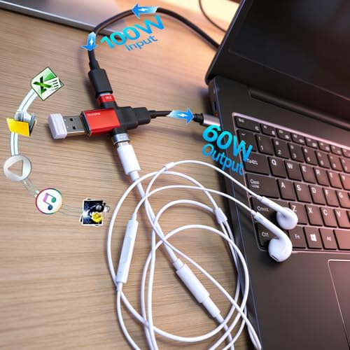 Small USB C HUB 3-in-1 USB Adapter for Carrying on Business Trips/Travels.