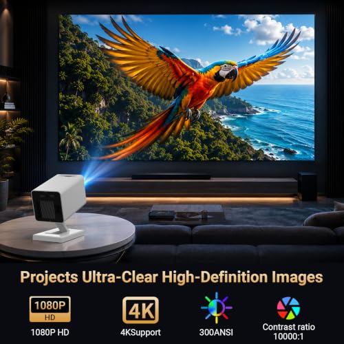 【Built-in APPS】Mini Projector With Wifi And Bluetooth, 1080P 4K Support Portable Projector, Movie Projector for Bedroom, Compatible with Smartphones/TV Stick/iPad/PS5/Laptop/HDMI/USB