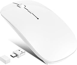 Wireless Mouse for MacBook Air iPad Pro PC Laptop, Bluetooth Rechargeable Computer Mice with Jiggler Mode, Silent 3 Mode (BT 5.2/3.0 & USB-A/USB-C Receiver) Type-C Slim Travel Mouse, White - Image 1