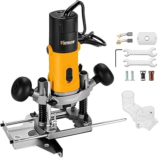 Hoteche 7.1 Amp Wood Router Tool, Variable Speed, 1/4" & 6mm Collets, Depth Adjustable to 1.18", Compact Electric Router for DIY Woodworking - Image 1