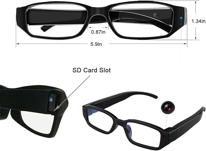 1080P HD Smart Glasses with Camera for Men, Hands-Free Video Recording Glasses, First Person View Camera Glasses for Cycling Travel Vlog