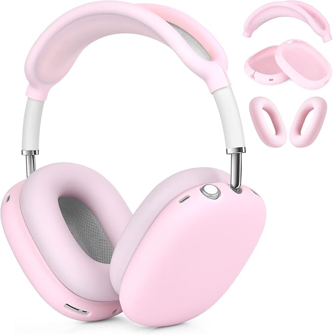 Filoto Case for Airpods Max Headphones, Ear Pad Case Cover/Ear Cups Co ver/Headband for AirPods Max (USB-C/Lightning)(2024/2020), Silicone for Apple Airpod Max, Accessories Cases(Pink)