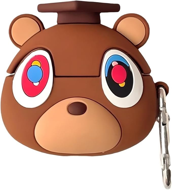 Case Compatible with Airpods 1 & 2, Cute Kawaii Love Bear Design Earbuds Cover, Kids Boys Girls Portable Accessories Soft Silicone Wireless Earphone Shockproof Protector for Gifts