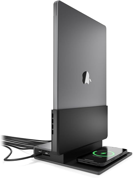 Brydge ProDock Duo TB4 MacBook Docking Station, Dual Monitor 4K 60Hz | Vertical Thunderbolt 4 Dock for MacBook Pro 14/16 & Air 13/15 (M1-M5) | 12 Ports, 96W, MagSafe | Pro 16-inch Sleeve