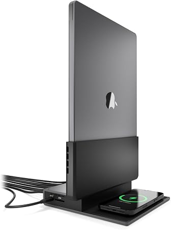 Brydge ProDock Duo TB4 MacBook Docking Station, Dual Monitor 4K 60Hz | Vertical Thunderbolt 4 Dock for MacBook Pro 14/16 & Air 13/15 (M1-M5) | 12 Ports, 96W, MagSafe | Pro 16-inch Sleeve