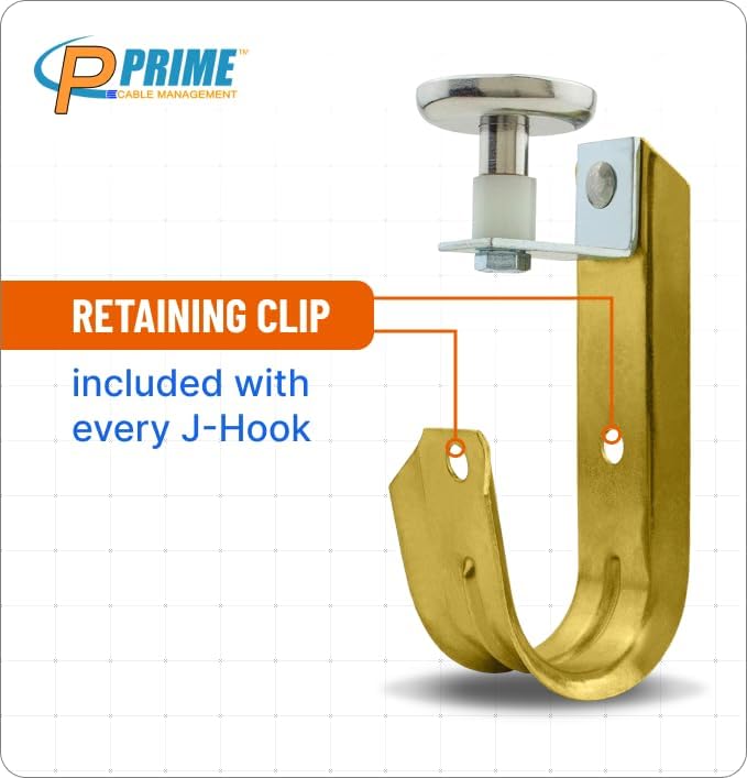 Heavy Duty Metal Cable & Wire Support J-Hook Hangers with High Strength Magnet - 10 Pack