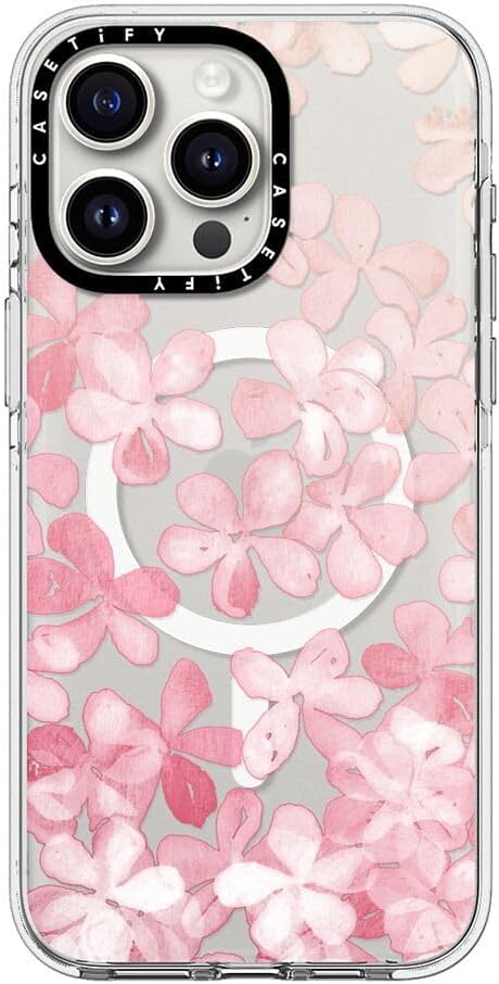CASETiFY Clear iPhone 15 Pro Max Case [Not Yellowing / 6.6 ft. 3X Military Grade Drop Protection/Compatible with Magsafe] - Spring Blossoms - Clear