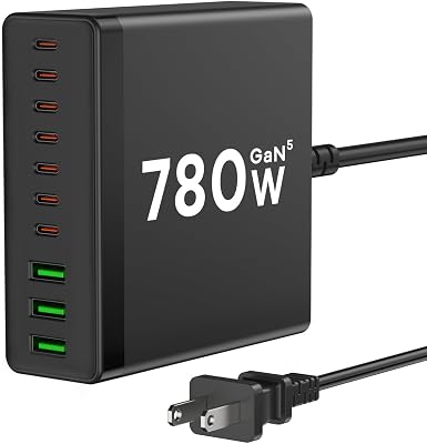 USB C Charger Block, 780W 10 Port Charging Station USB Charger Block Double 120W Gan Laptop Fast Charging Compatible with MacBook Air/Pro, iPhone, iPad, Dell XPS, Samsung Galaxy Note - Image 3
