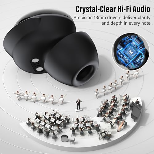2026 Sleep Earbuds Bluetooth 5.4 in Ear Smart Touch Screen Ear Buds, 48H Playtime Mini Sleep Headphones Small Design for Side Sleepers, 5 EQ Modes, Crystal-Clear Calls, IPX7 Waterproof Earphones Black