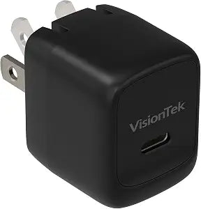 VisionTek Charge Go 30W USB-C Wall Charger, GaN Fast Charge, Foldable Plug