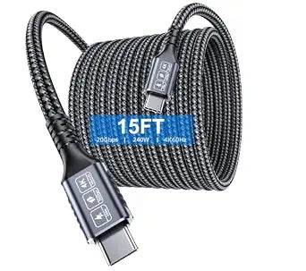 15FT USB C to USB C Cable, 240W Fast Charging, 20Gbps Data, 4K Video