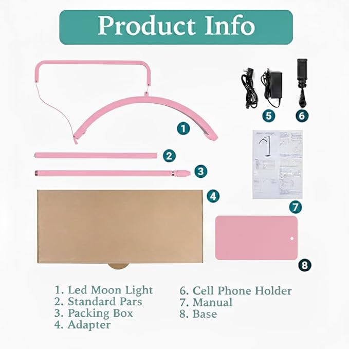 Hi_friend 28 inch Half Moon Lamp, Portable Esthetician Lash Light for Lash Tech, Bright Eyelash Extension Arched LED Floor Light, Lashing Lamp for Beauty, Skincare, Lashes