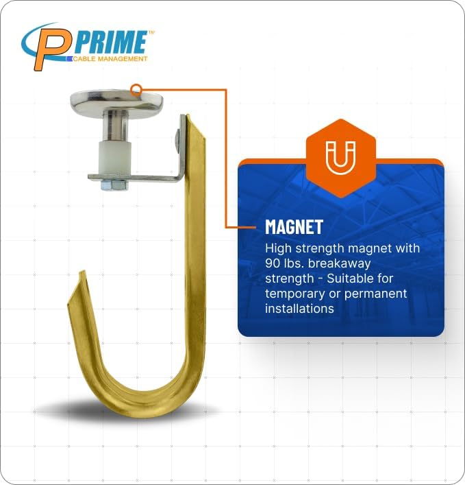 Heavy Duty Metal Cable & Wire Support J-Hook Hangers with High Strength Magnet - 10 Pack