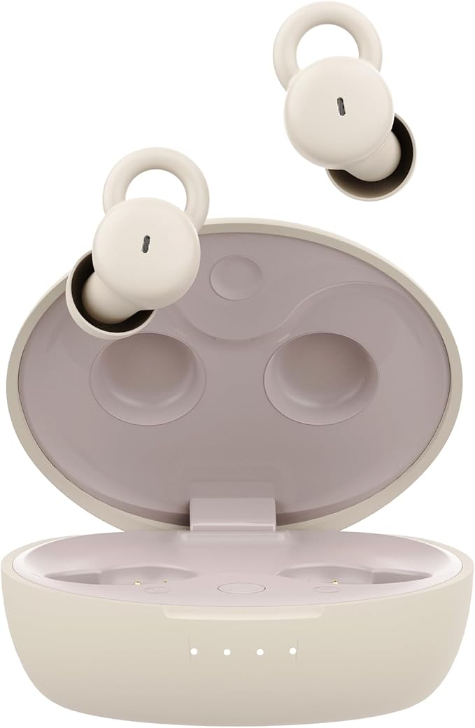Sleep Earbuds w/Mic, Comfortable Sleeping Headphones Small Design for Side Sleepers Invisible Buds for Sleep Wireless Bluetooth Earphones for Noise Blocking Snoring (Ivory)