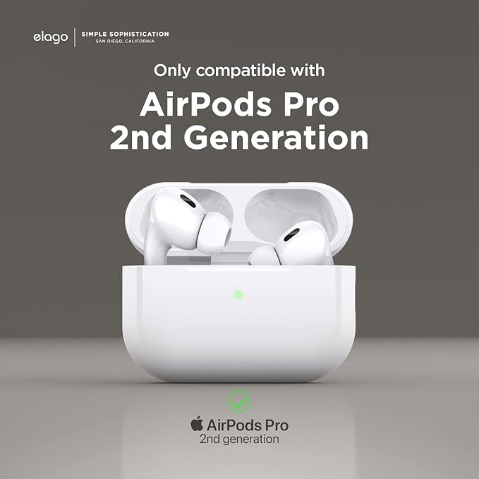 elago Armor Case Compatible with AirPods Pro 2 Case - Lanyard Included, Supports Wireless Charging, Shock Resistant, Full Protection (Stone)
