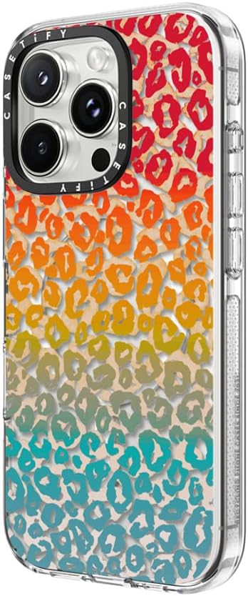 CASETiFY Clear iPhone 16 Pro Case [Not Yellowing / 6.6 ft. 3X Military Grade Drop Protection/Compatible with Magsafe] - Cheeky Cheetah Vibrant Rainbow - Clear