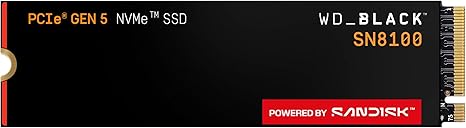 WD_Black SN8100 4TB NVMe SSD - PCIe 5.0x4, M.2 2280, Up to 14,900MB/s Read Speed, up to 11,000MB/s Write Speed, Best for AI Applications, Gaming, and Video Editing - WDS400T1X0M