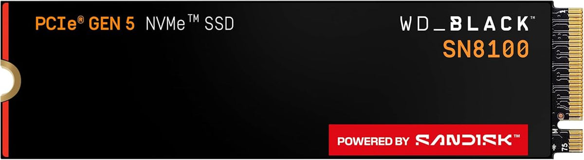 WD_Black SN8100 1TB NVMe SSD - PCIe 5.0x4, M.2 2280, Up to 14,900MB/s Read Speed, up to 11,000MB/s Write Speed, Best for AI Applications, Gaming, and Video Editing - WDS100T1X0M